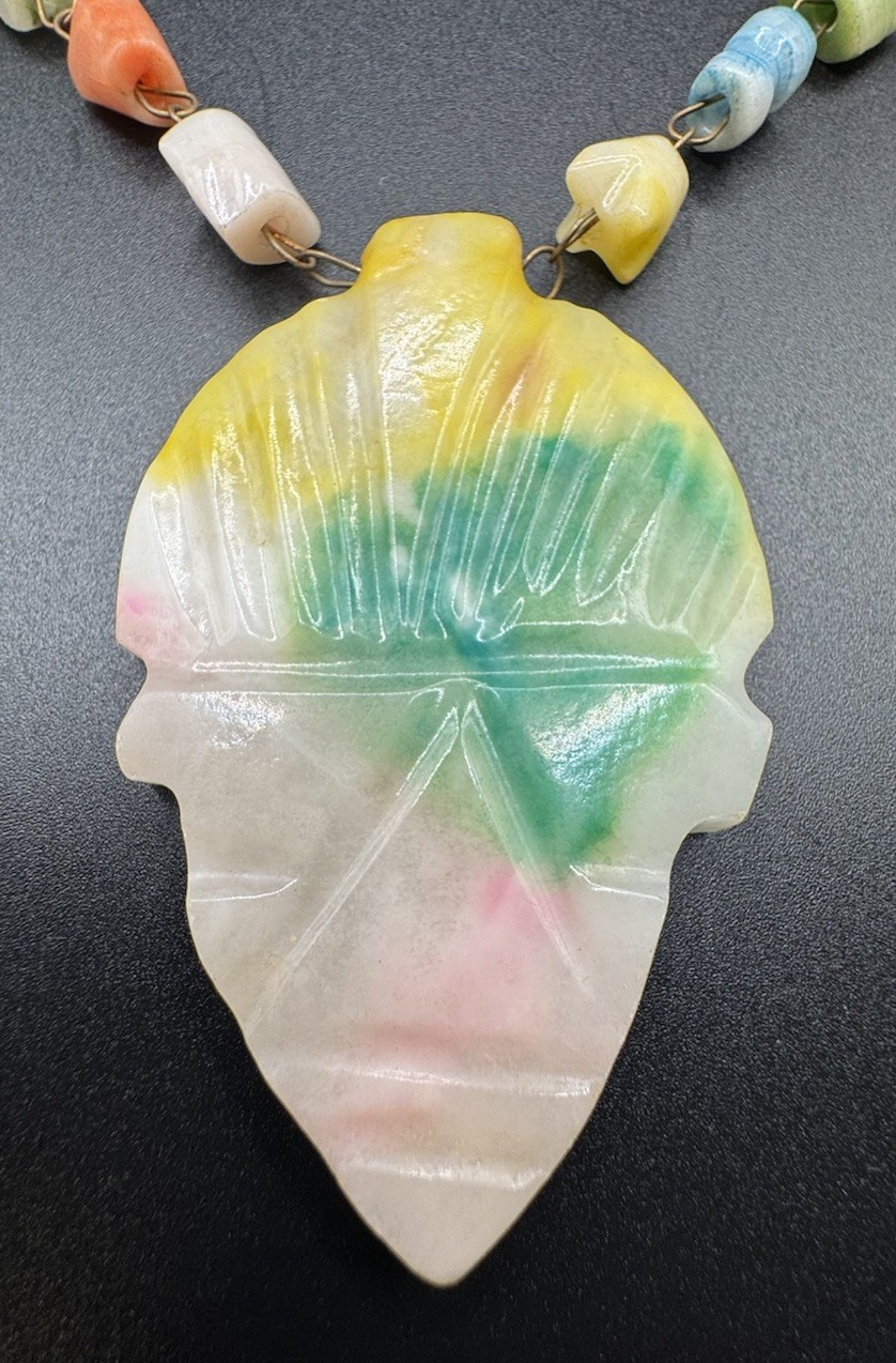 Vintage Pastel Tropical Island Art Glass Beaded Statement Necklace