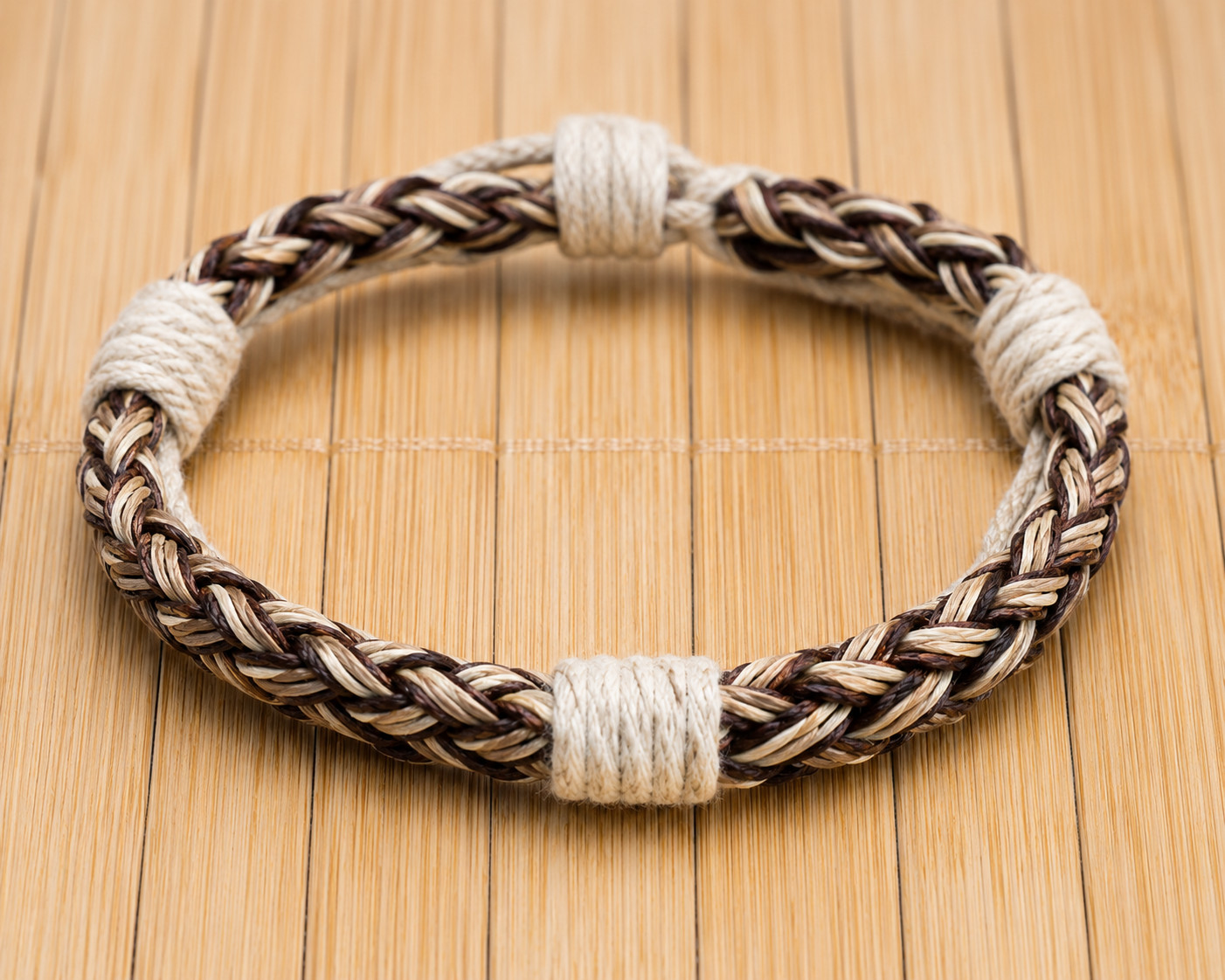 Men’s Braided Adjustable Bracelet Brown Beige Boho Tribal Wristband