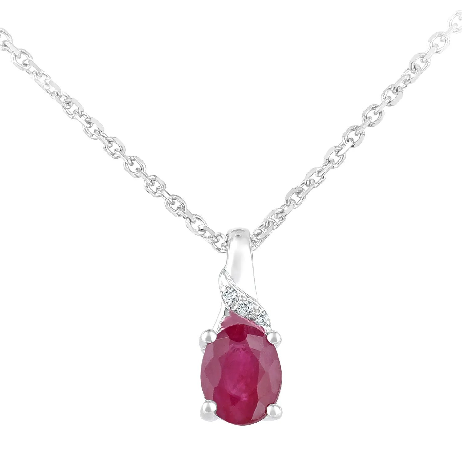 Oval Cut Lab Created Ruby Diamond Woman Love Pendent Gift 14K White Gold Finish