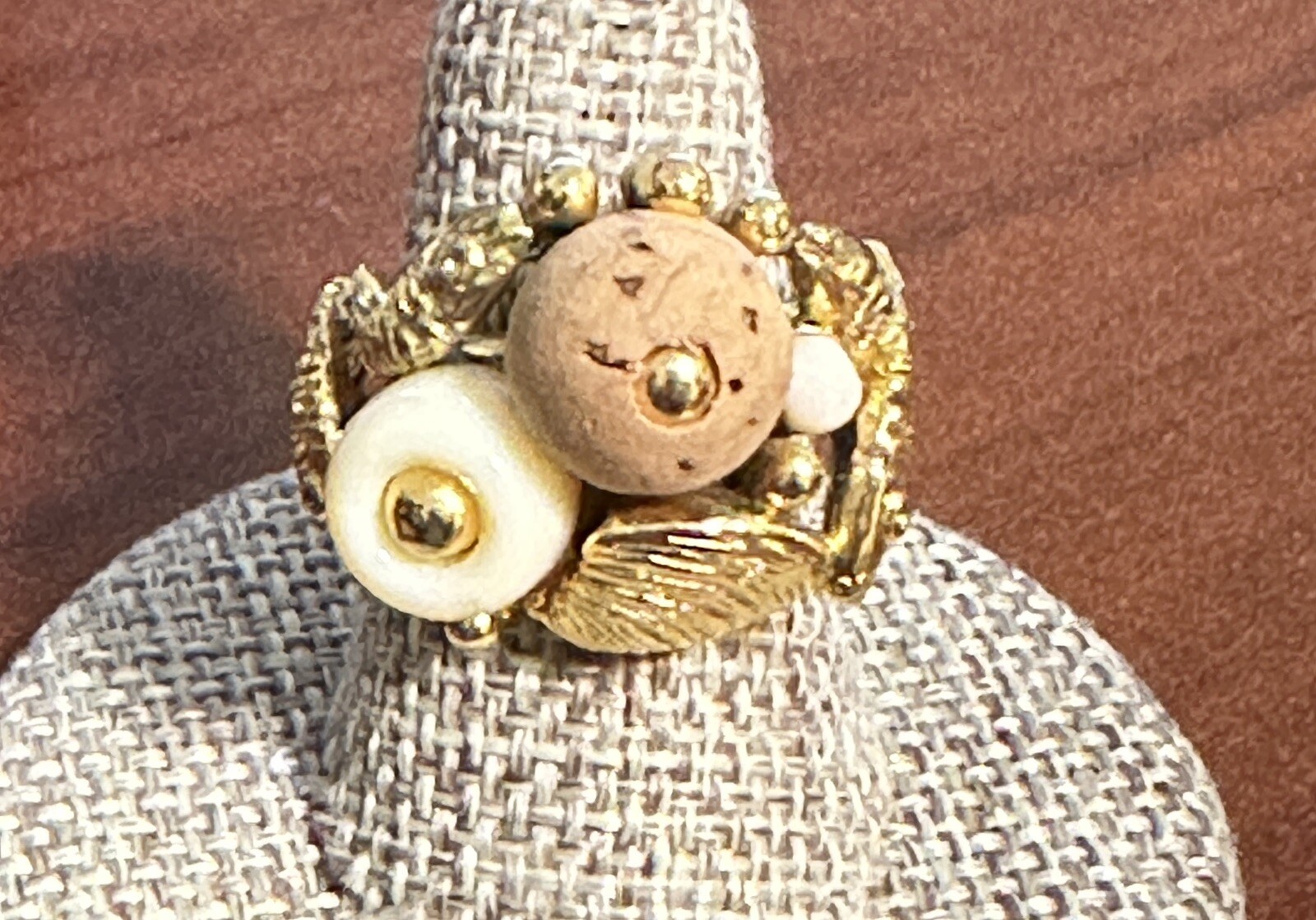 Signed ART Goldtone Nautical Beach Theme Adjustable Ring