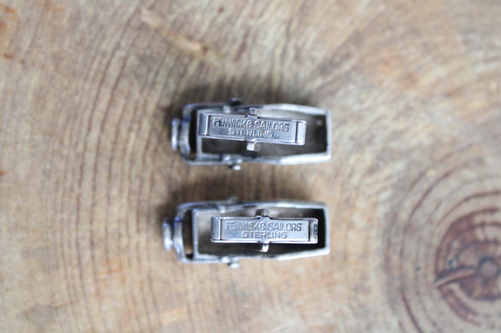 Fenwick & Sailors Sterling Silver Ribbon Microphone Mic Cufflinks 1950’s
