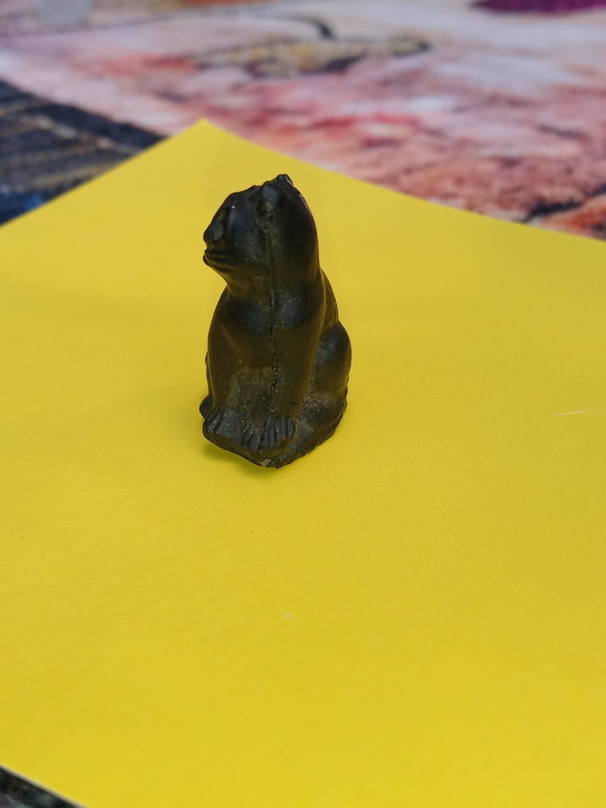 Antique, Vintage, Czech Black Cat Cracker Jack Glass Charm, Prize, 1″