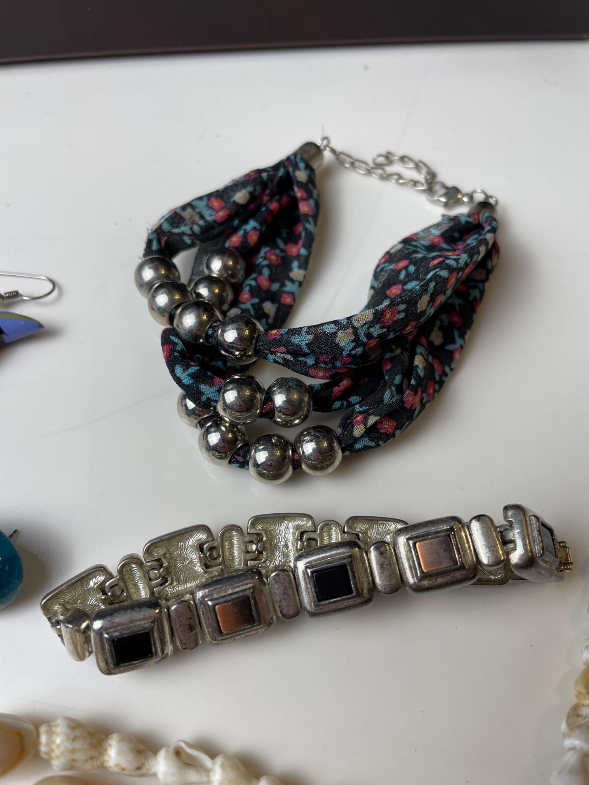 Lot Vintage Costume Jewelry For Repurposing And Wear Shell Necklace Beads Etc.