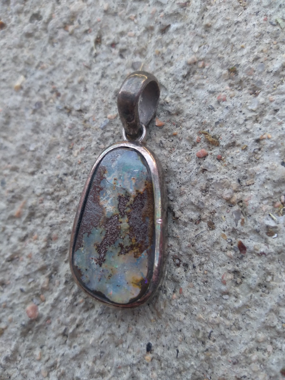 Australian? Boulder Opal Pendant Vintage Sterling Silver 925