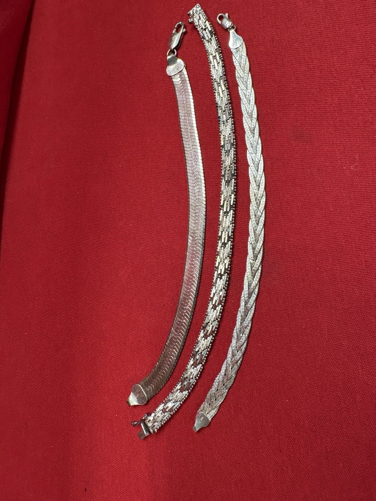 Vintage Sterling 925 Lot (3) Bracelets 2Italy,1Canada, 3 Sizes See Pics Used
