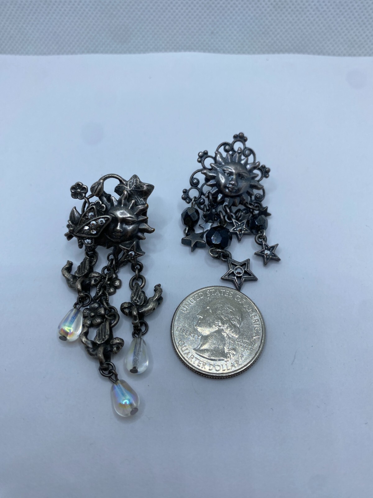 Vintage Kirks Folly Mismatched Pair Earrings Celestial Sun Star Angels Flowers