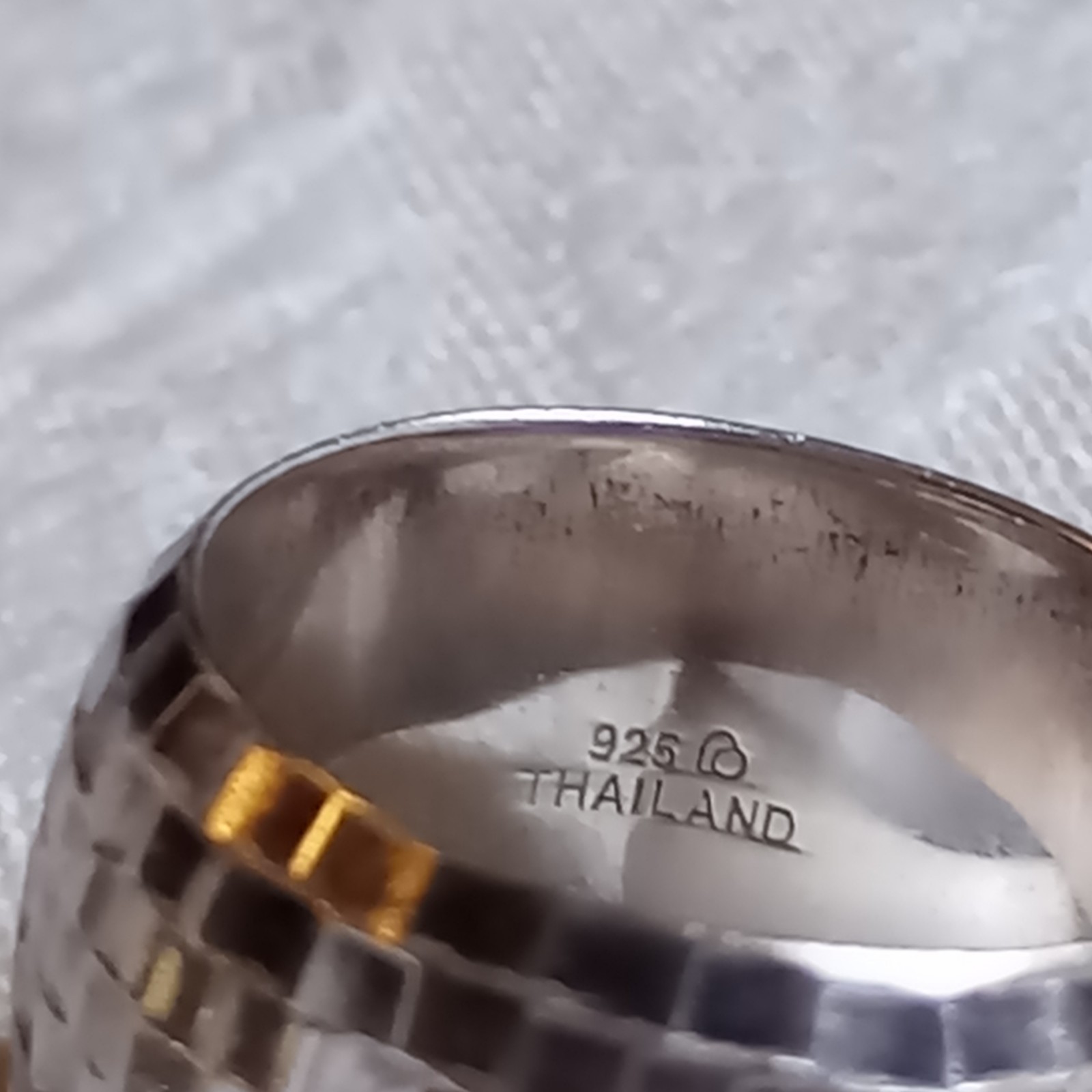 Vintage Patina Sterling Silver Thailand Hammered Disco Dome Ring 6 3/4 1/2 wide