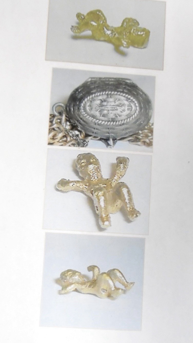 Antique Silver & Enamel Sphinx Moses Basket Charm Circa 1920