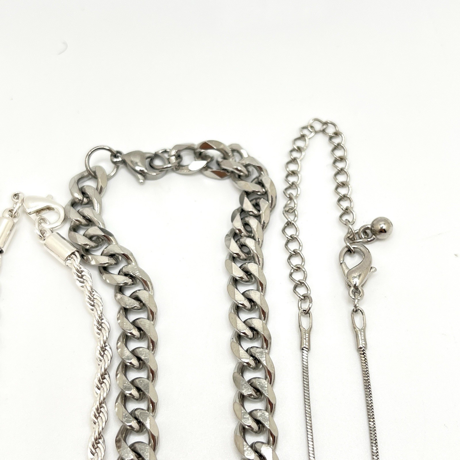 Vintage Lot of 6 Silver Tone Chain Necklaces Assorted