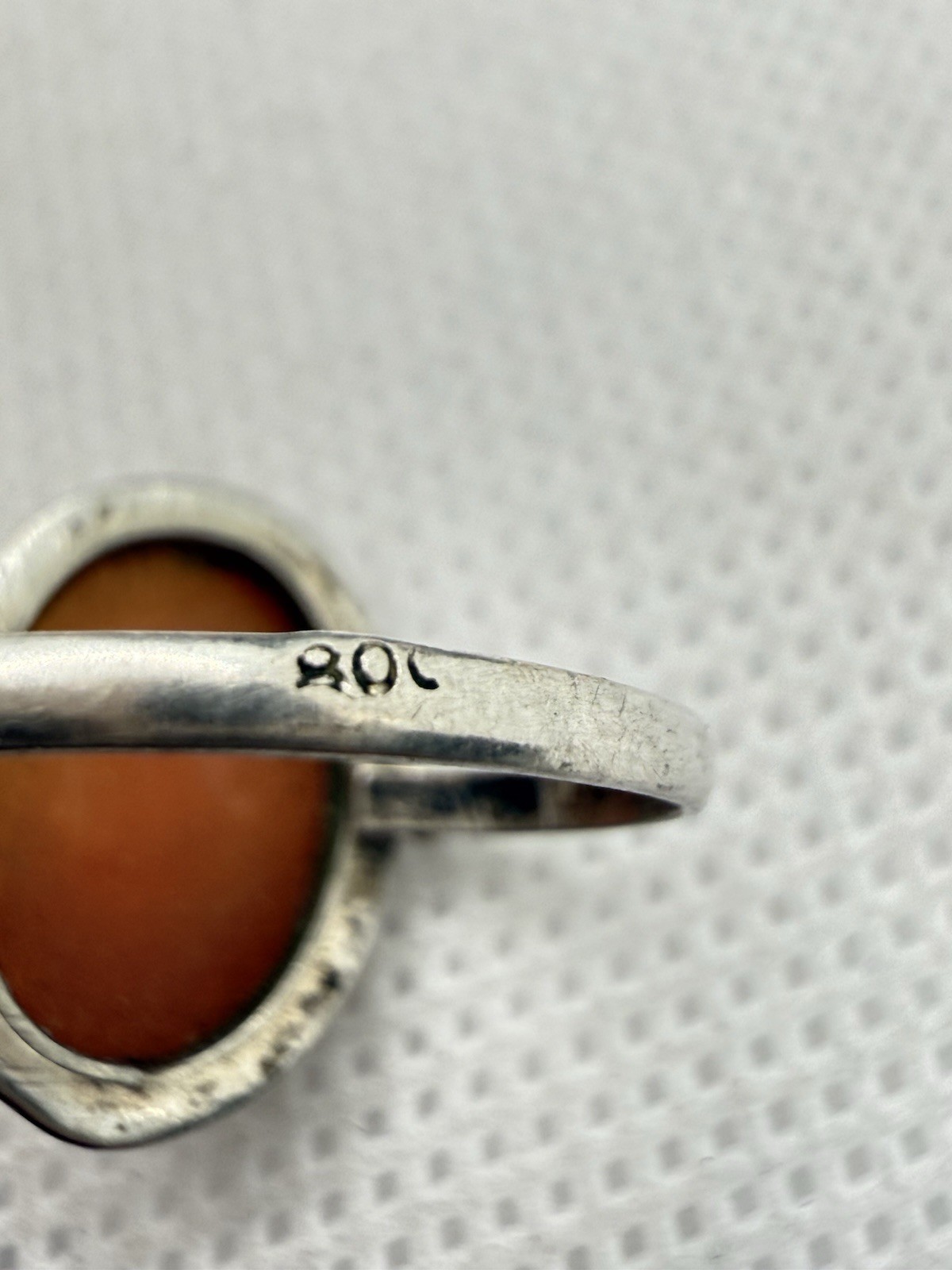 800 Silver 2-Tone Antique Art Deco Italy Real MOP Lady Cameo Ring Size 6.75