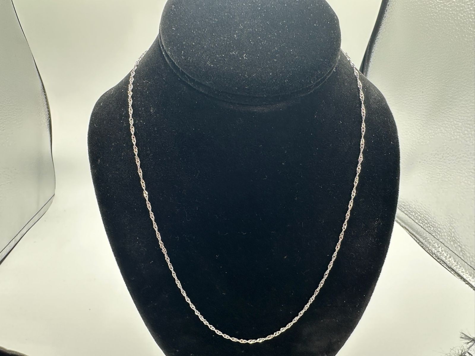 2.07g Vintage Sterling Silver 925 Rope Chain Twist Necklace Adjustable 20 in M