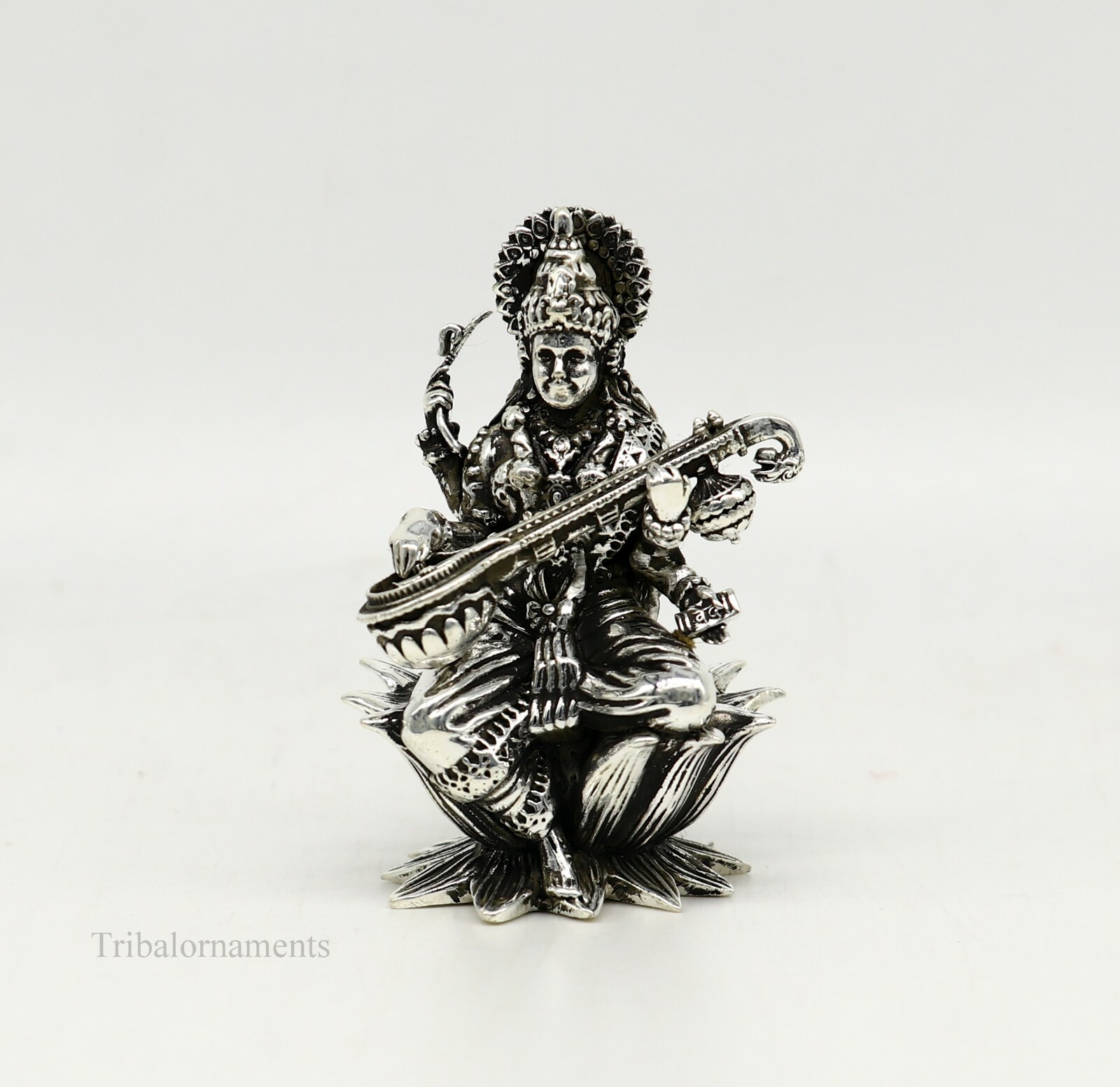 925 sterling silver Goddess Saraswati statue, figurine, puja article art121