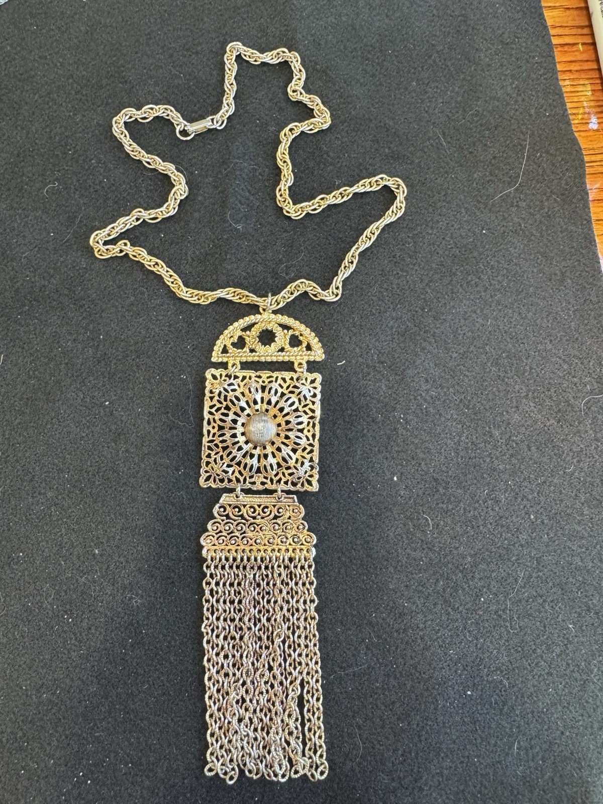 Vintage 1970’s Goldette Etruscan Waterfall Necklace