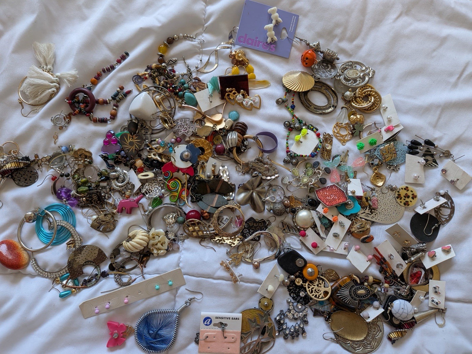 Craft Earrings Lot, 1 lb., mismatched.