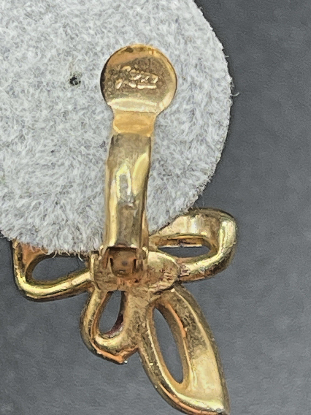 Vintage Gold Plated Ribbon Clip On Earrings Signed Maker’s Mark Is Unreadable