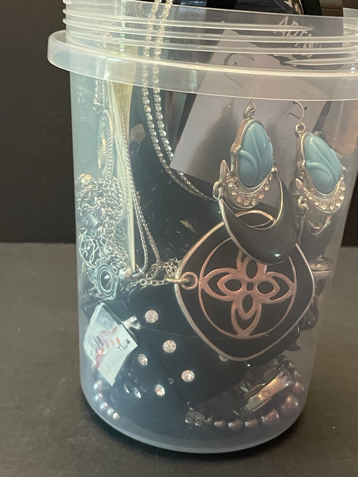 Mystery Jewelry Jar BOLD CHUNKY Curated Black Silver All Wearable Glam Runway