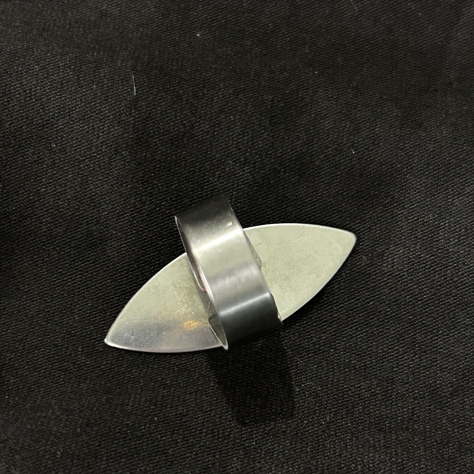 Vintage Elongated Silver Tone Ring Size 7.25 Adjustable