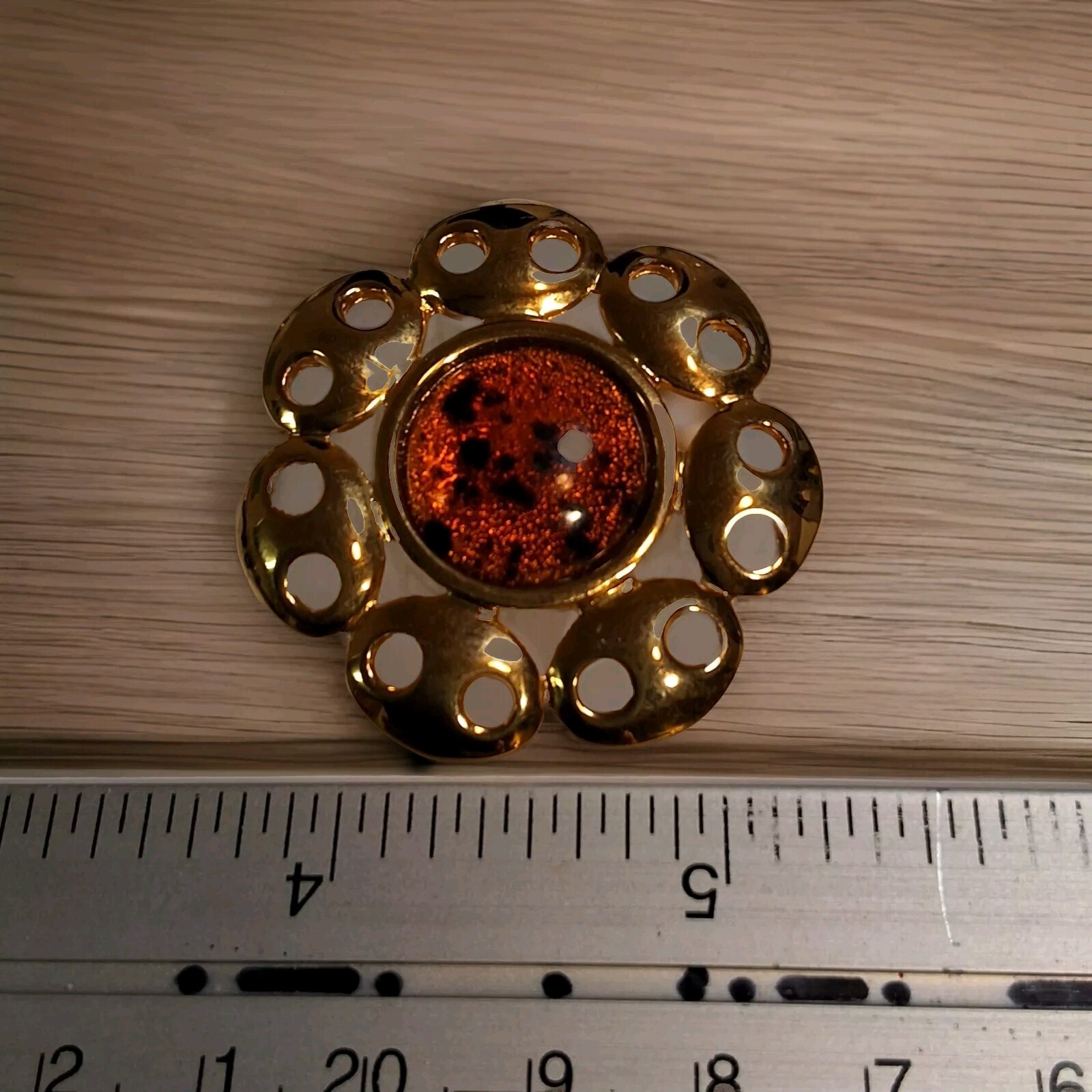 Gold Toned Scarf Pin Brooch Signed Piscatelli Beautiful Condition