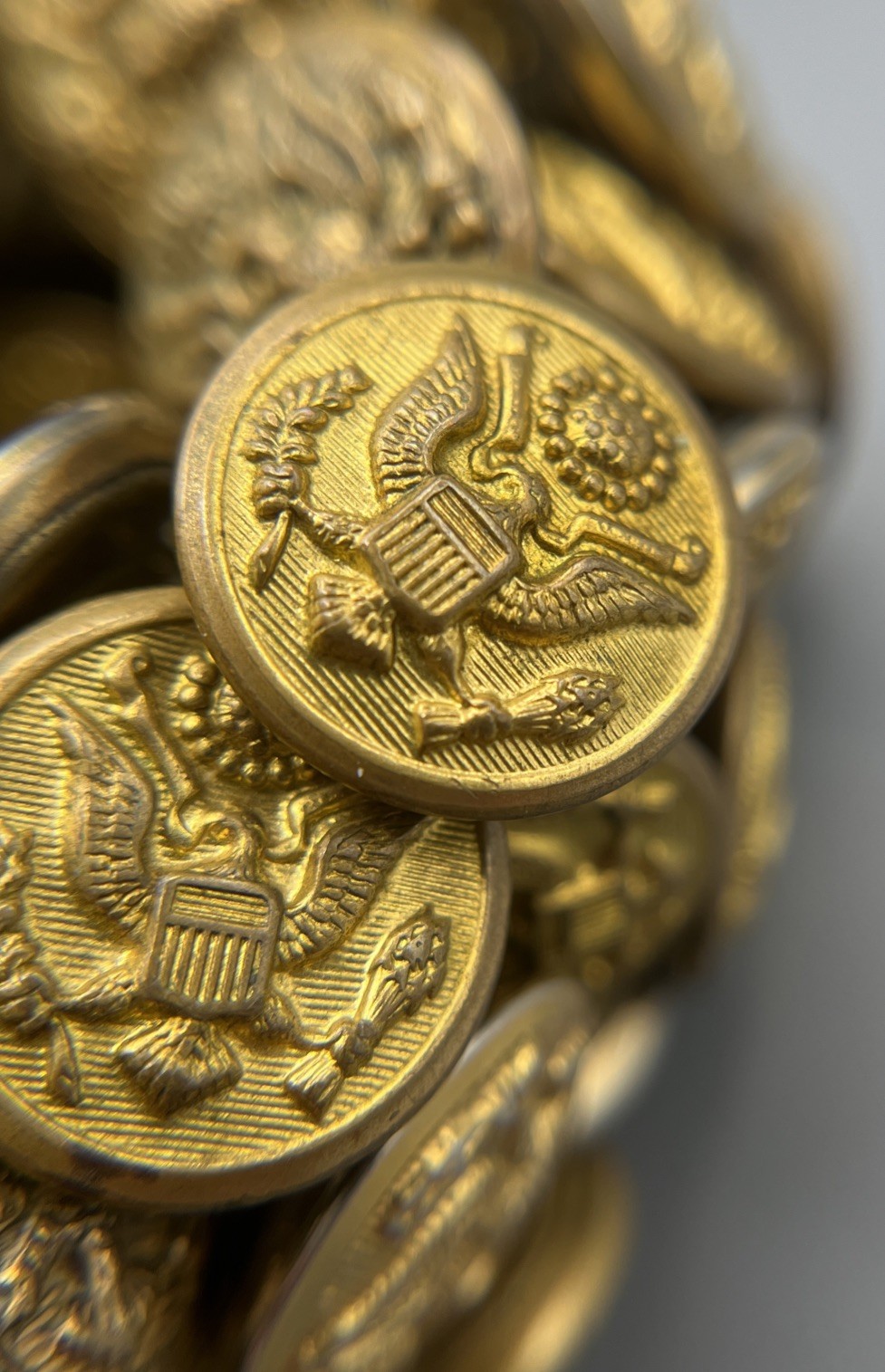 Vtg Bracelet w/Antique Superior Quality Button Co Brass Eagle Uniform Buttons