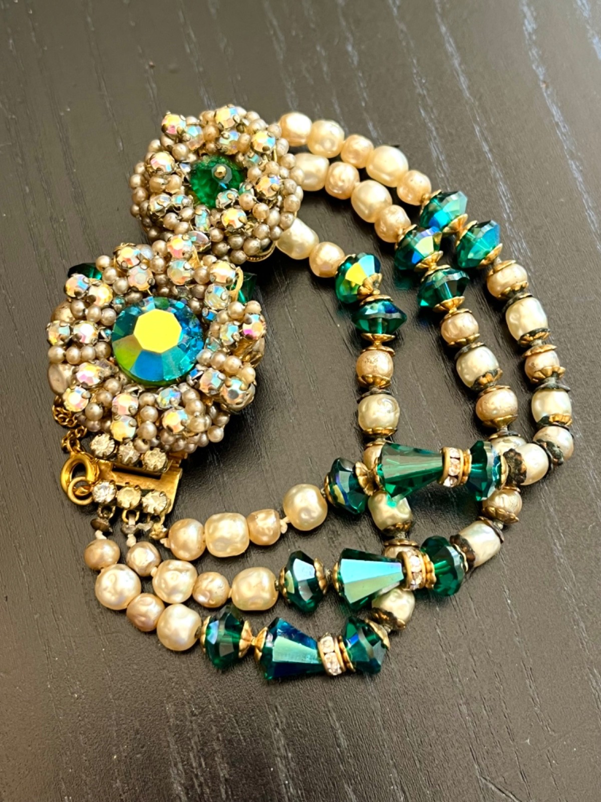 Incredible Vintage 40’s Robert Bracelet Brooch Earrings Pearls Glass Beads etc