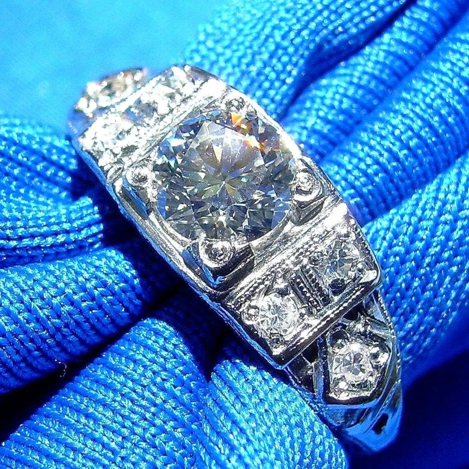 Original EARTH MINED DIAMOND Art Deco Engagement Ring Antique Platinum Solitaire