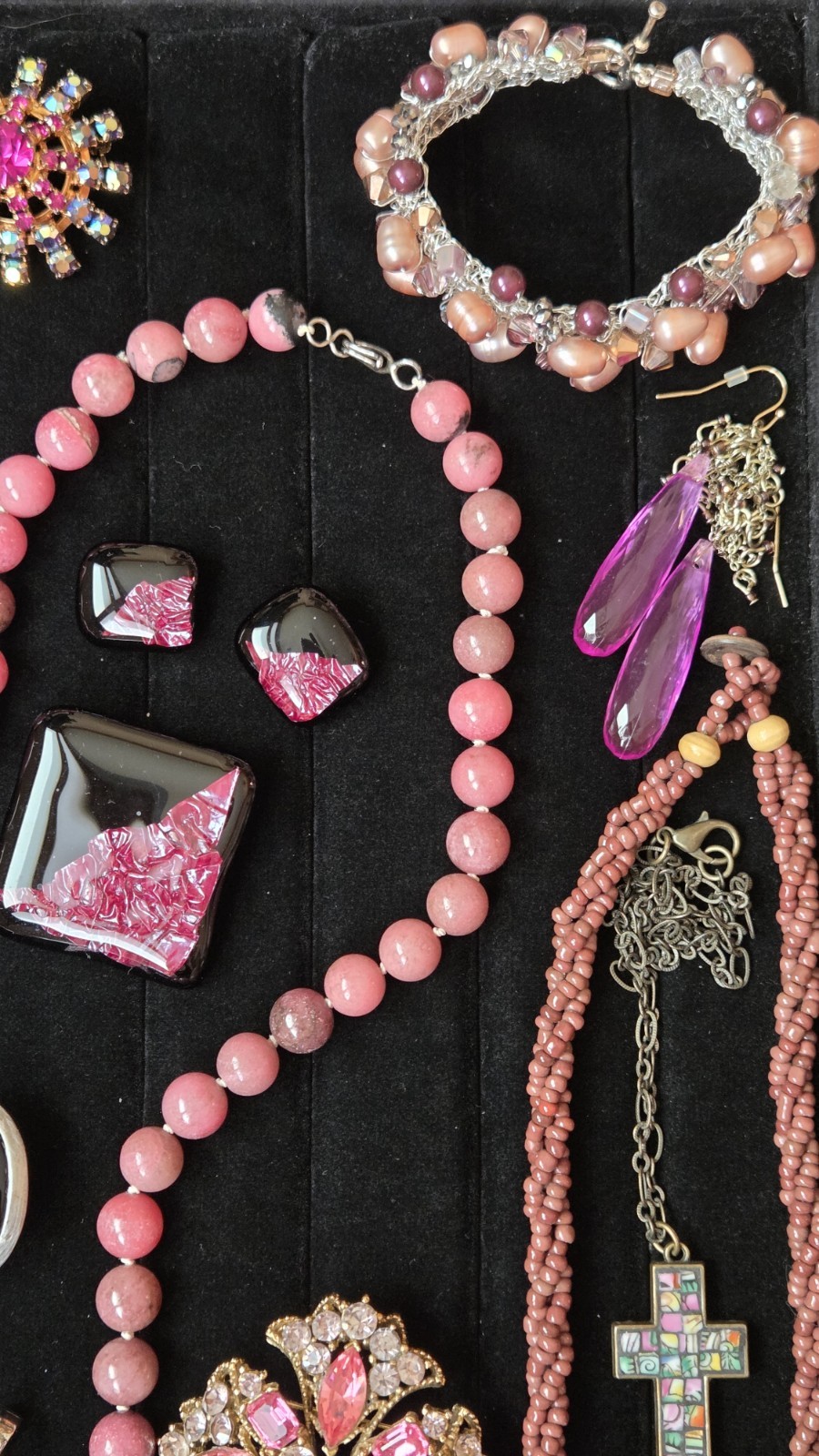 Vintage To Now Necklace Bracelet Brooch Earring Lot Mauve Purple Pink