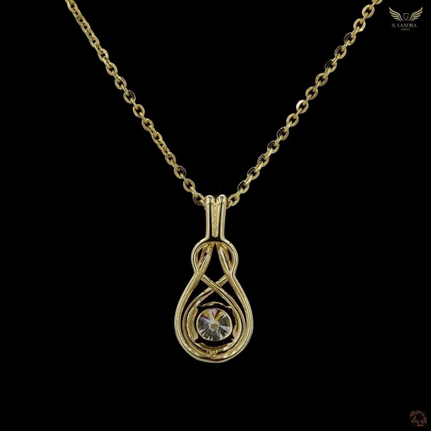 Lab Created Diamond 0.72ct Pendant Necklace Yellow Gold Plated Gift