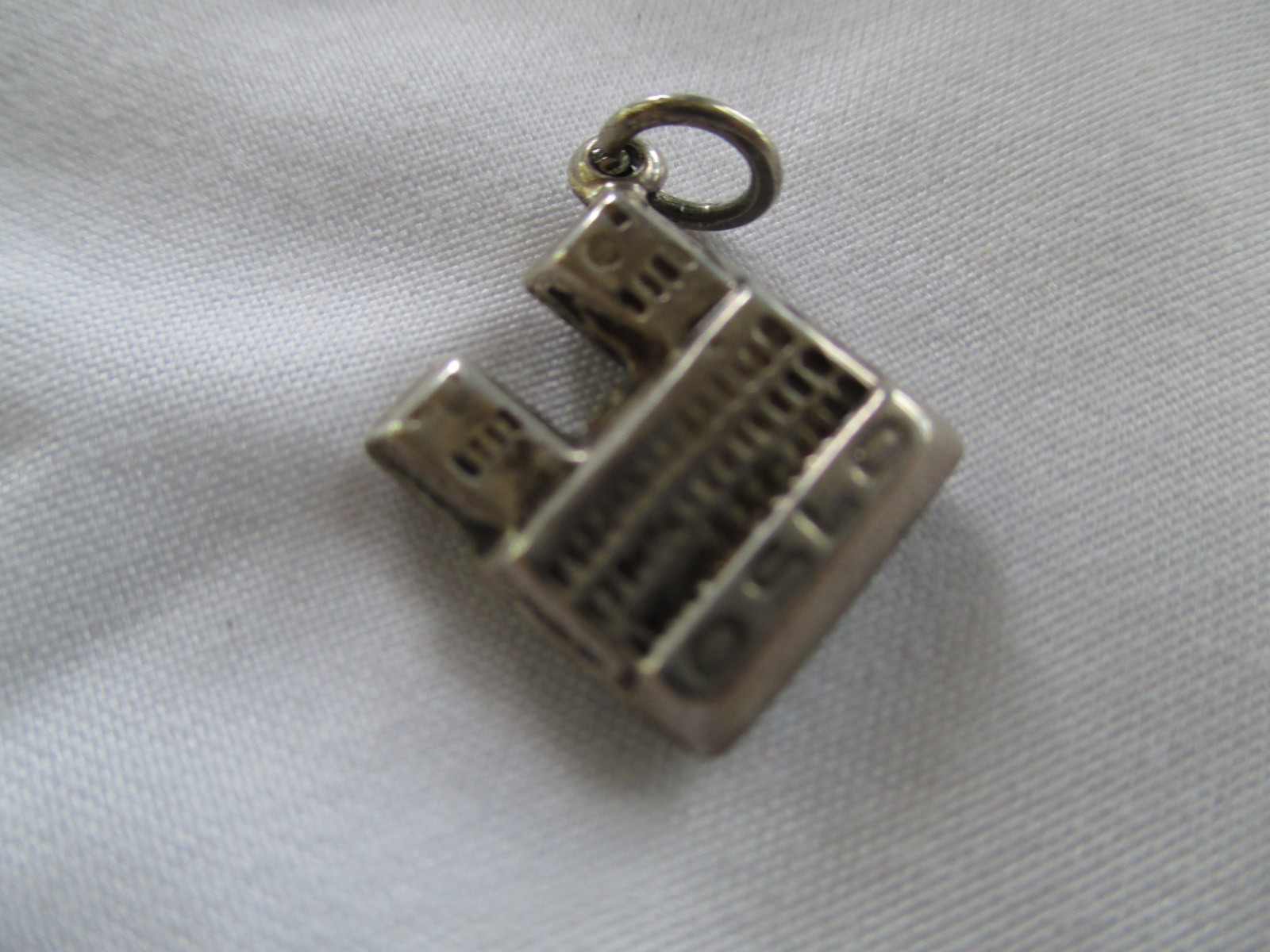 Vtg Sterling Travel Charm OSLO Building Double Sided