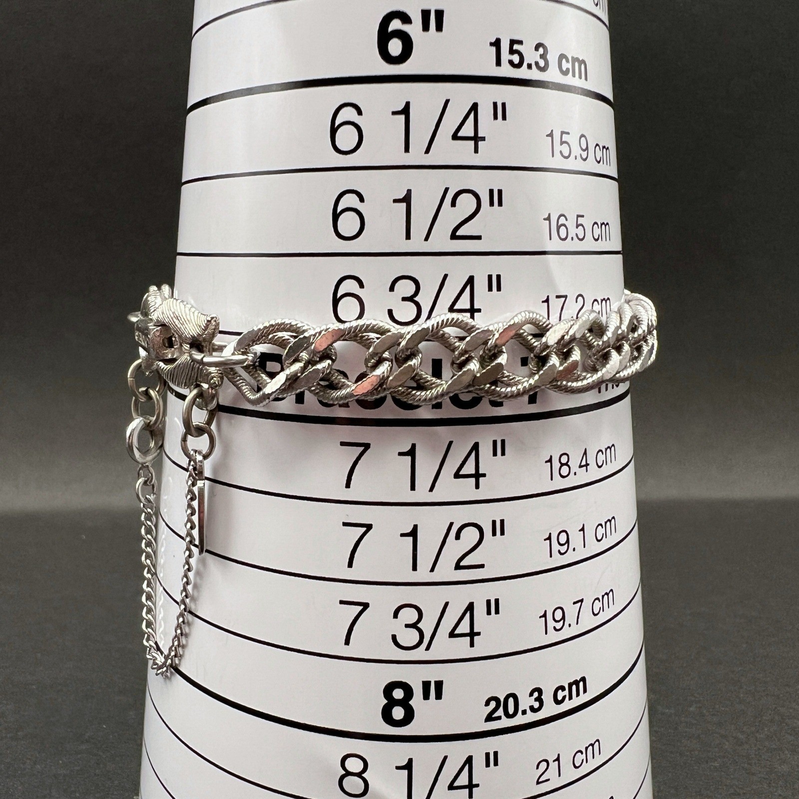 Vintage Monet Charm Bracelet Silver Tone Safety Chain Signed