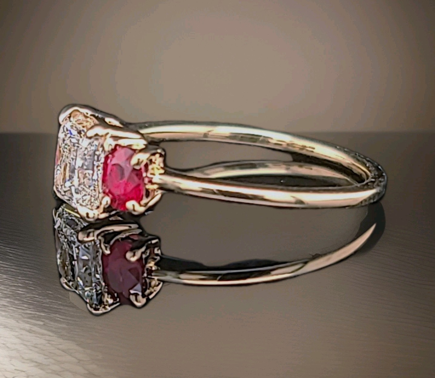 14K Yellow Gold Engagement Three Stone Ring 1.01CT.Natural Princess Cut Diamond