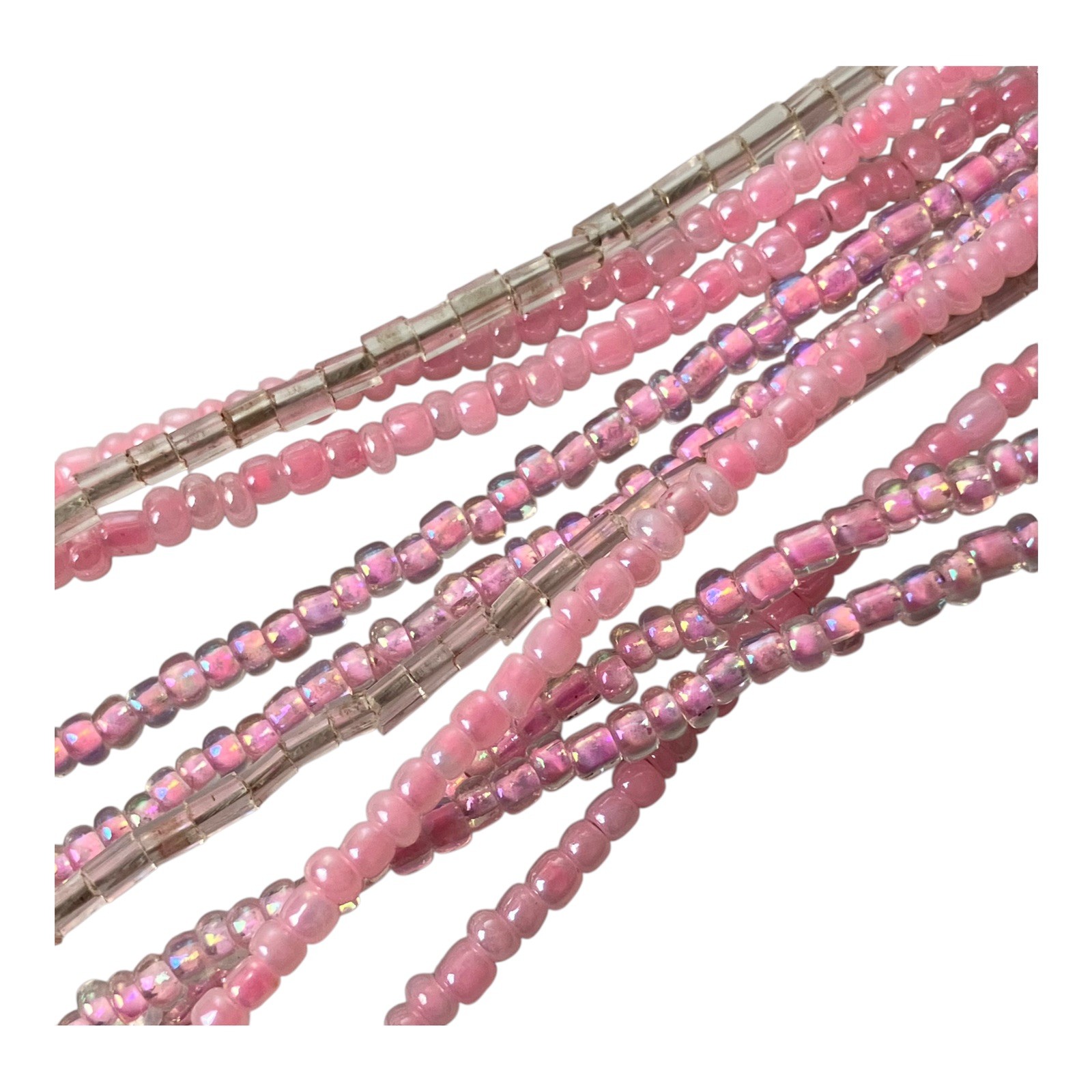 1980s VINTAGE JEWELRY Pink Moonstone Lucite Pendant Layer Bead Collar Necklace