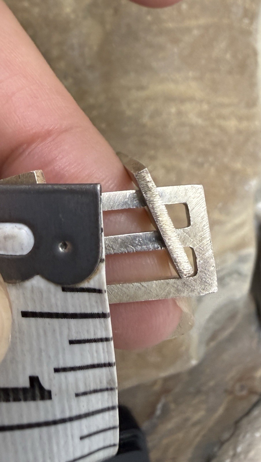 Mid Century Modernist Artisan Sterling Silver Rectangle Sculptural Bracelet 6″