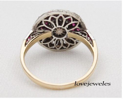 Lab-Created 3.21CT Round Cut Diamond Vintage Art Deco Ring 14K 2-Tone Gold Over