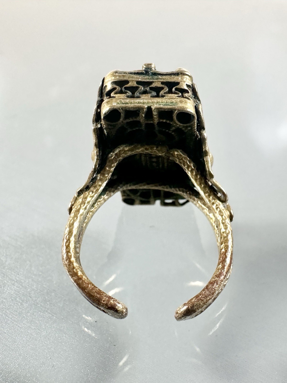 Antique Brass Detailed Open Work Filigree Techniques Adjustable Ring