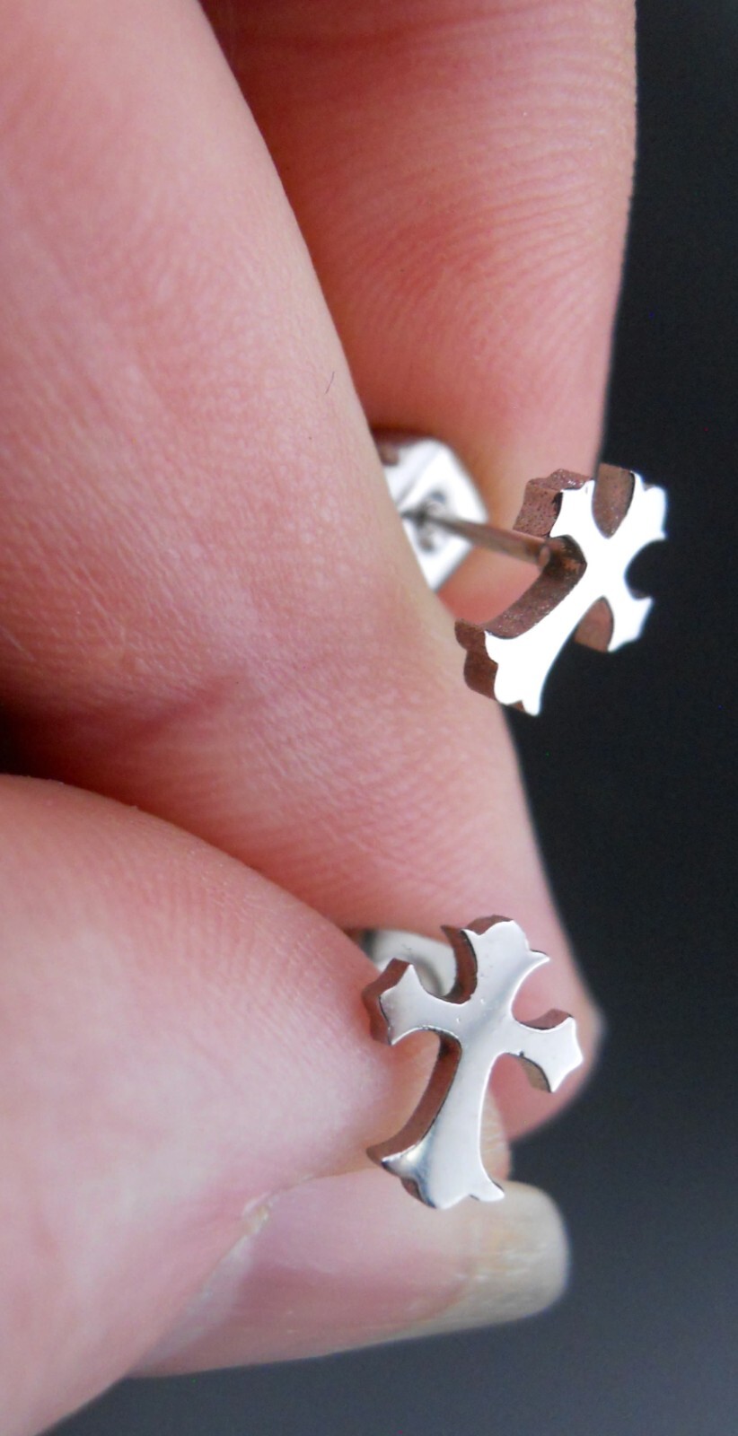 Cross Earrings Stainless Steel NEW Goth Vintage 90’s Stud/Post Pointed Gothic