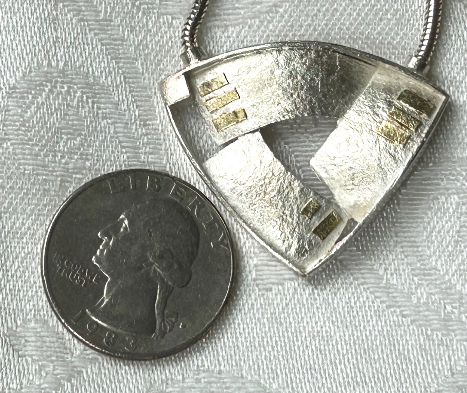 Vintage Anne Besse Shepherd Artisan Sterling Silver & 14K Pendant Necklace