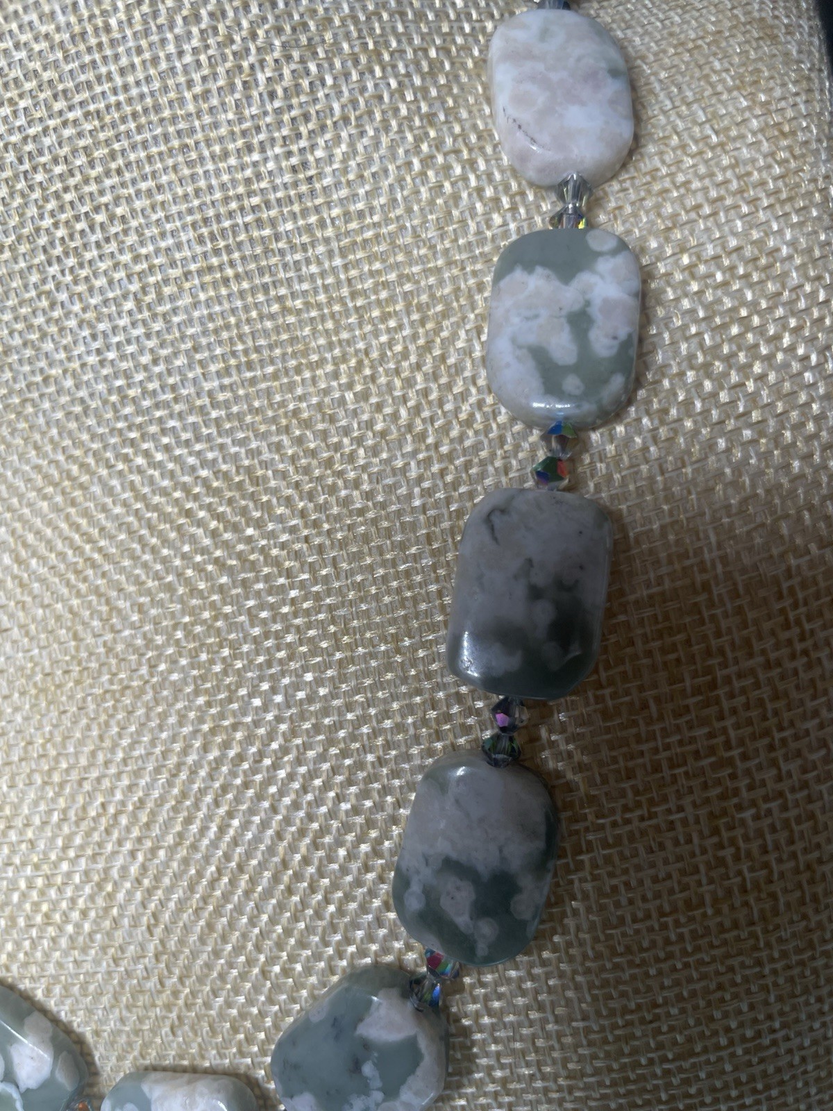 Vintage Brown Marbled Bead Long Necklace Faux Agate Acrylic Statement