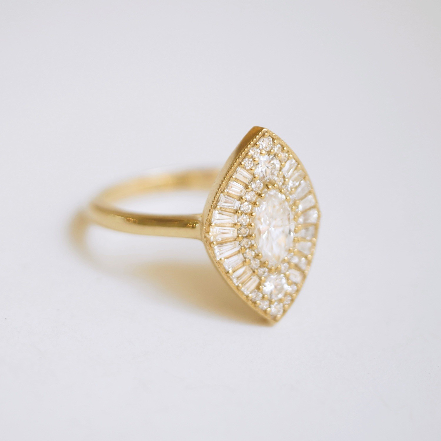 Forever One 0.50 Ct VS Clarity Marquise Gemstone Wedding Ballerina Mosaic Ring