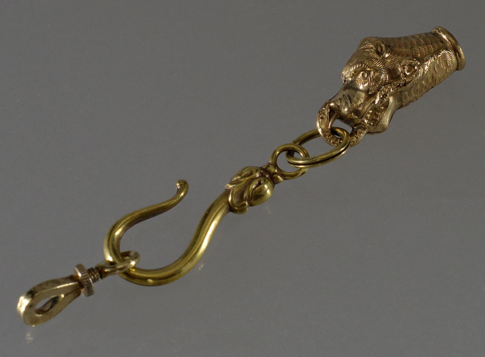 ANTIQUE GEORGIAN DOG SNAKE FIGURINE PENDANT FOB PINCHBECK C.1820