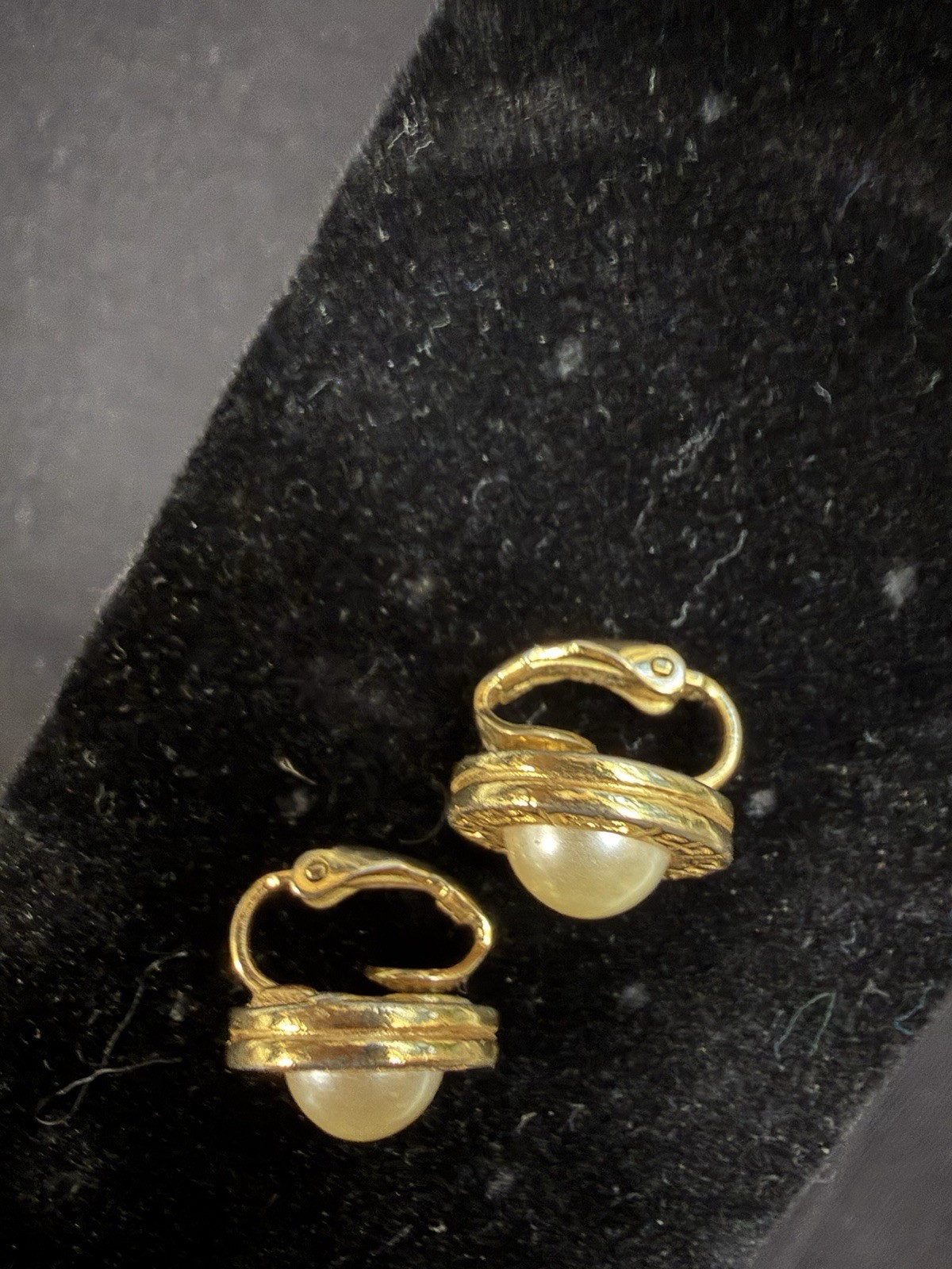 GIVENCHY Greek Key Logo Pattern Gold-Tone Faux Pearl Round Clip-On Earrings