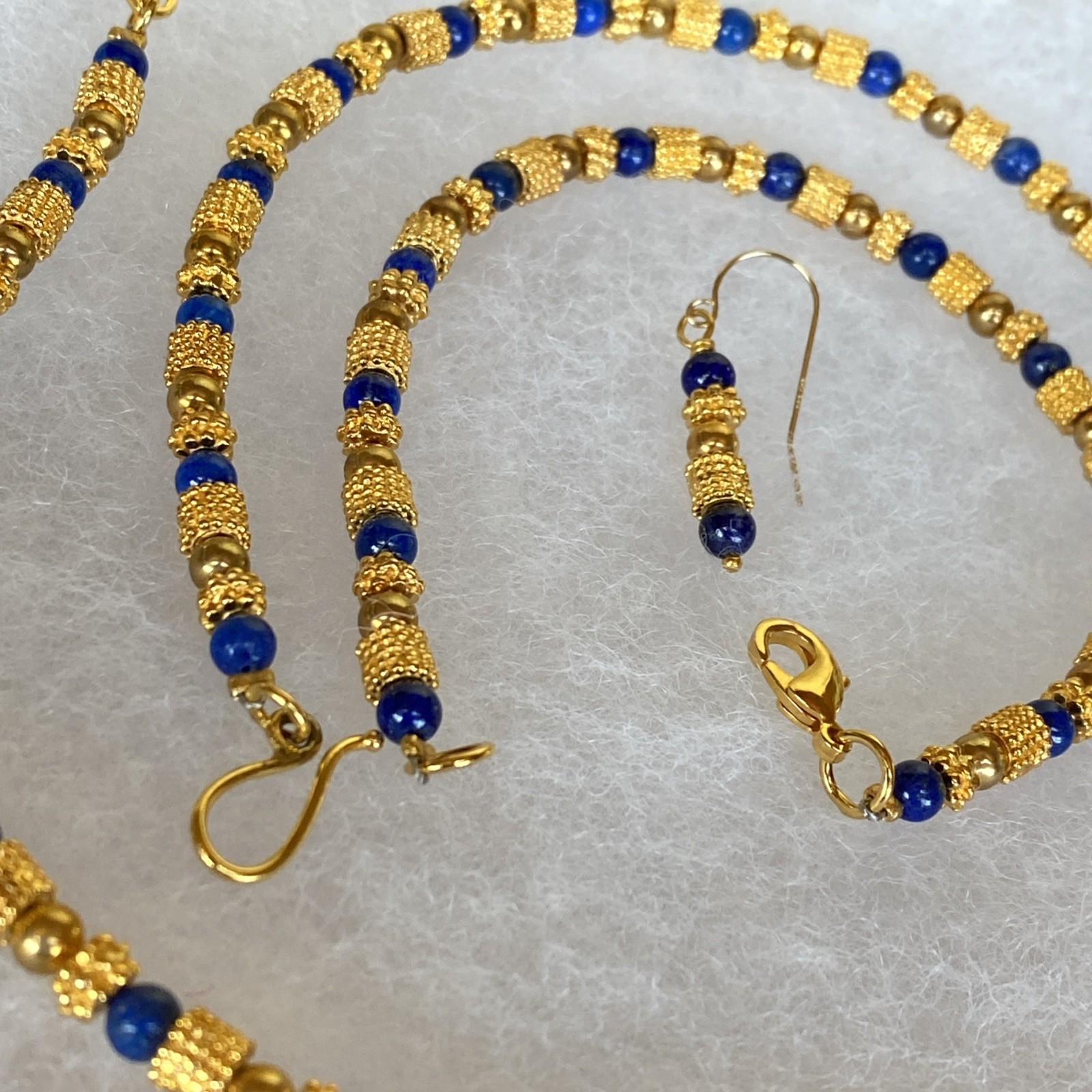 Vtg Museum Museum Art Lapis Lazuli Beaded Necklace Bracelet Etruscan Revival MMA