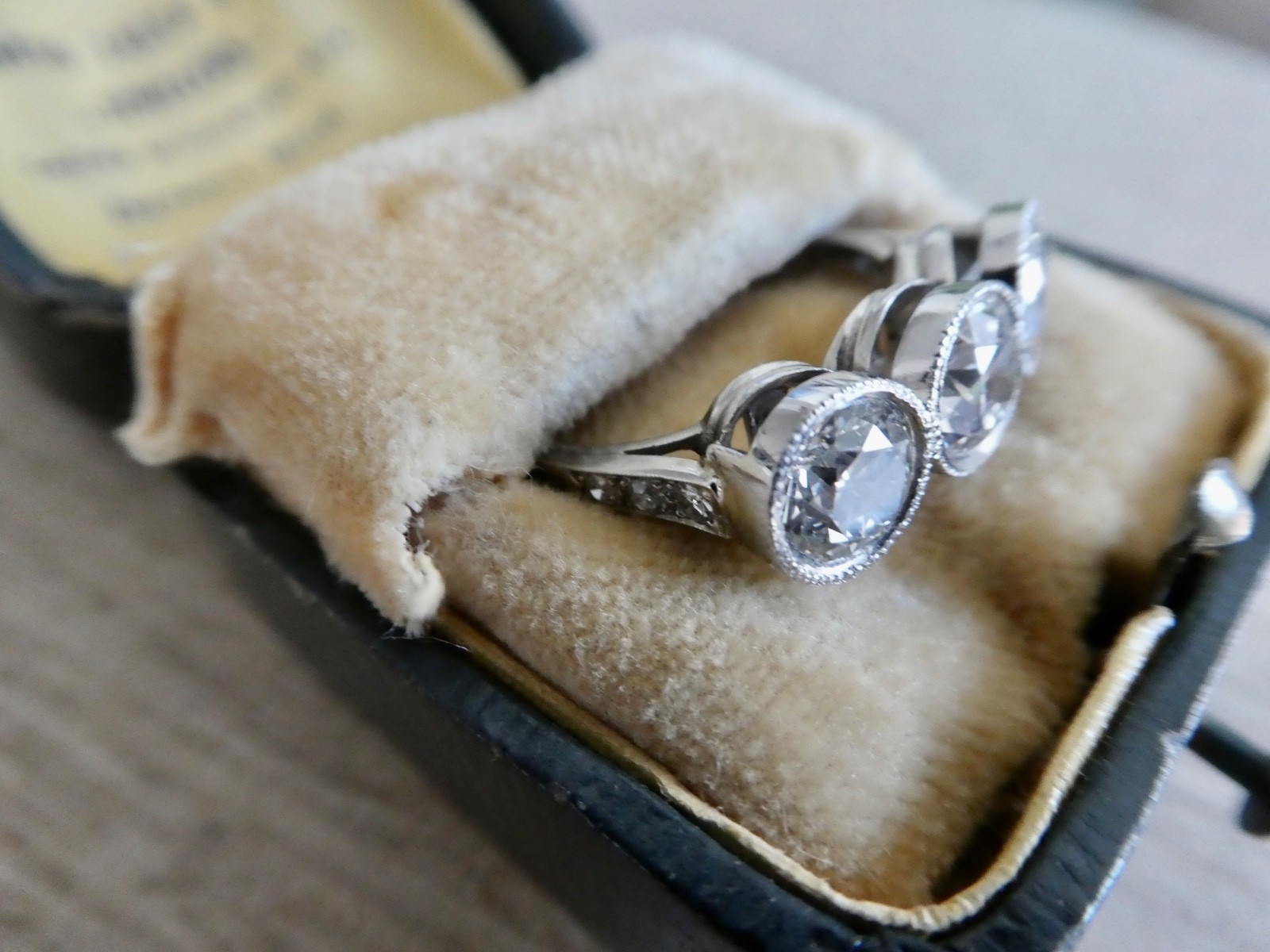 1920’s Antique Deco Old European Cut Diamond Platinum Bezel Milgrain Ring