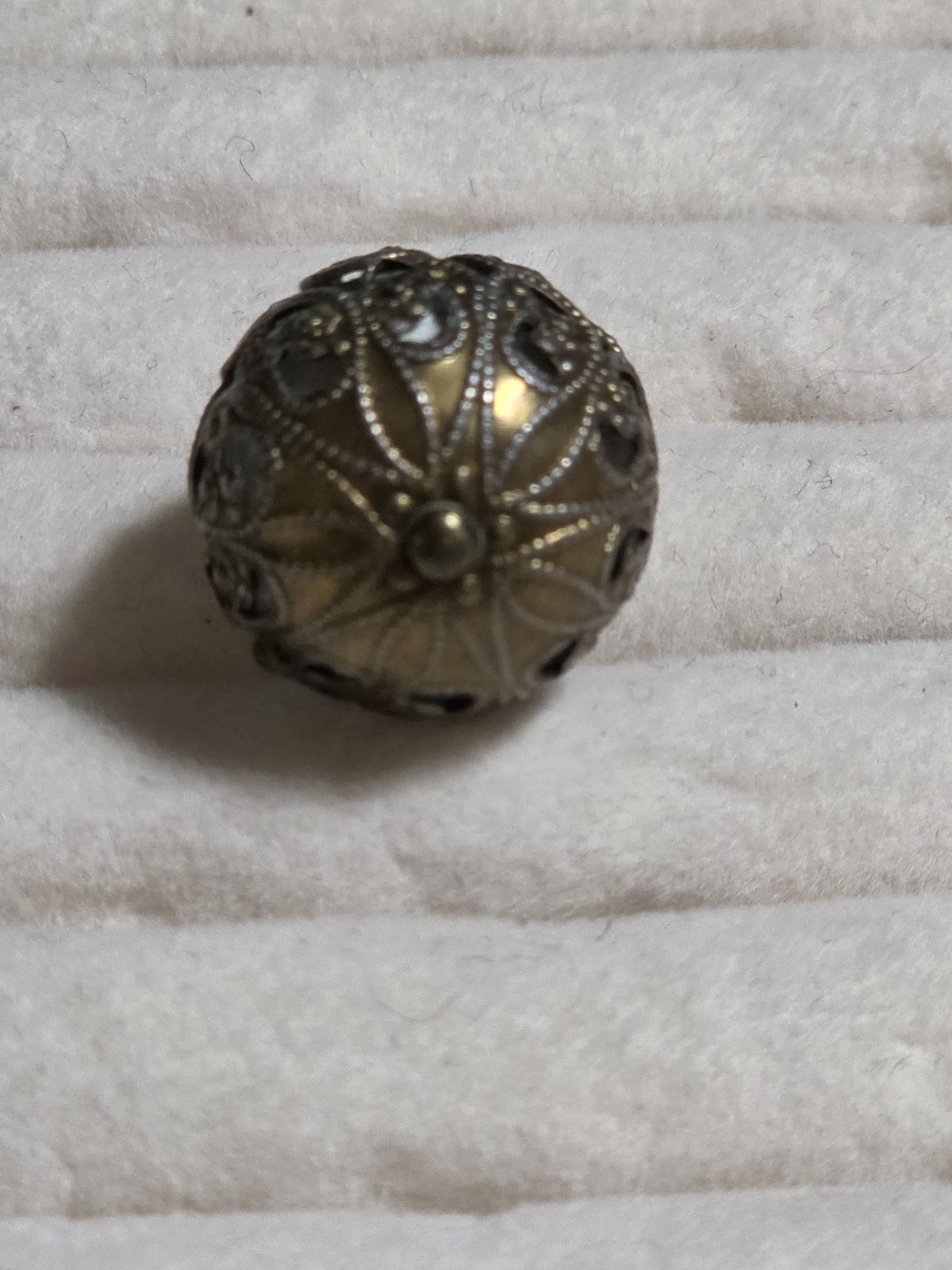 Victorian Bronze Openwork Ball Pendant Over Crystal Ball Very Interesting Piece
