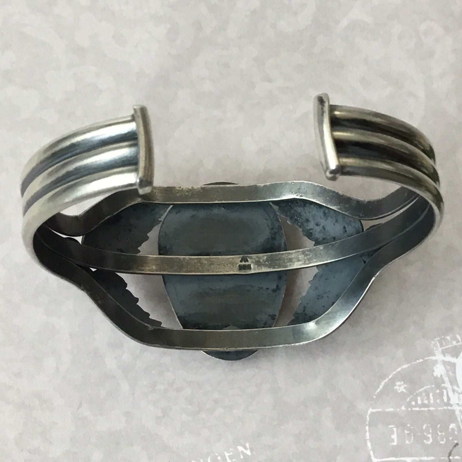 Sterling Cuff Bracelet, Natural Turquoise, Southwest Style, 6-1/8 Inches
