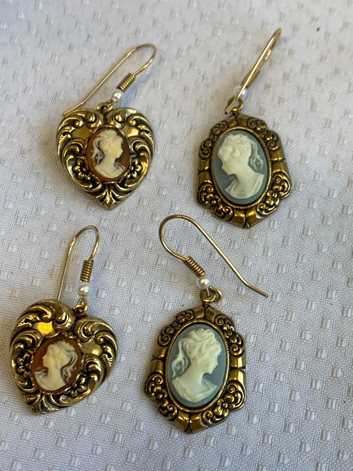 Vintage Cameo Jewelry Lot Lockets Choker Earrings Necklaces Brooches Pins