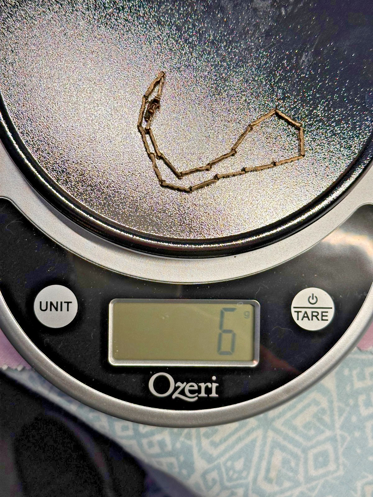vintage stamped 14k gold nugget bracelet w safety clasp 6grams, 7″length, 3mm W