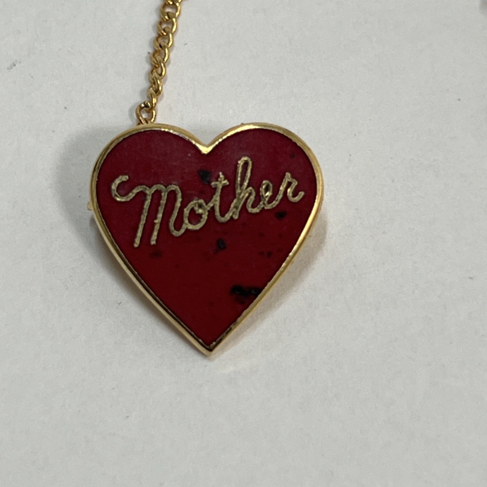 Vintage US Military Mother enamel Pin Chain Goldtone Rifles USN