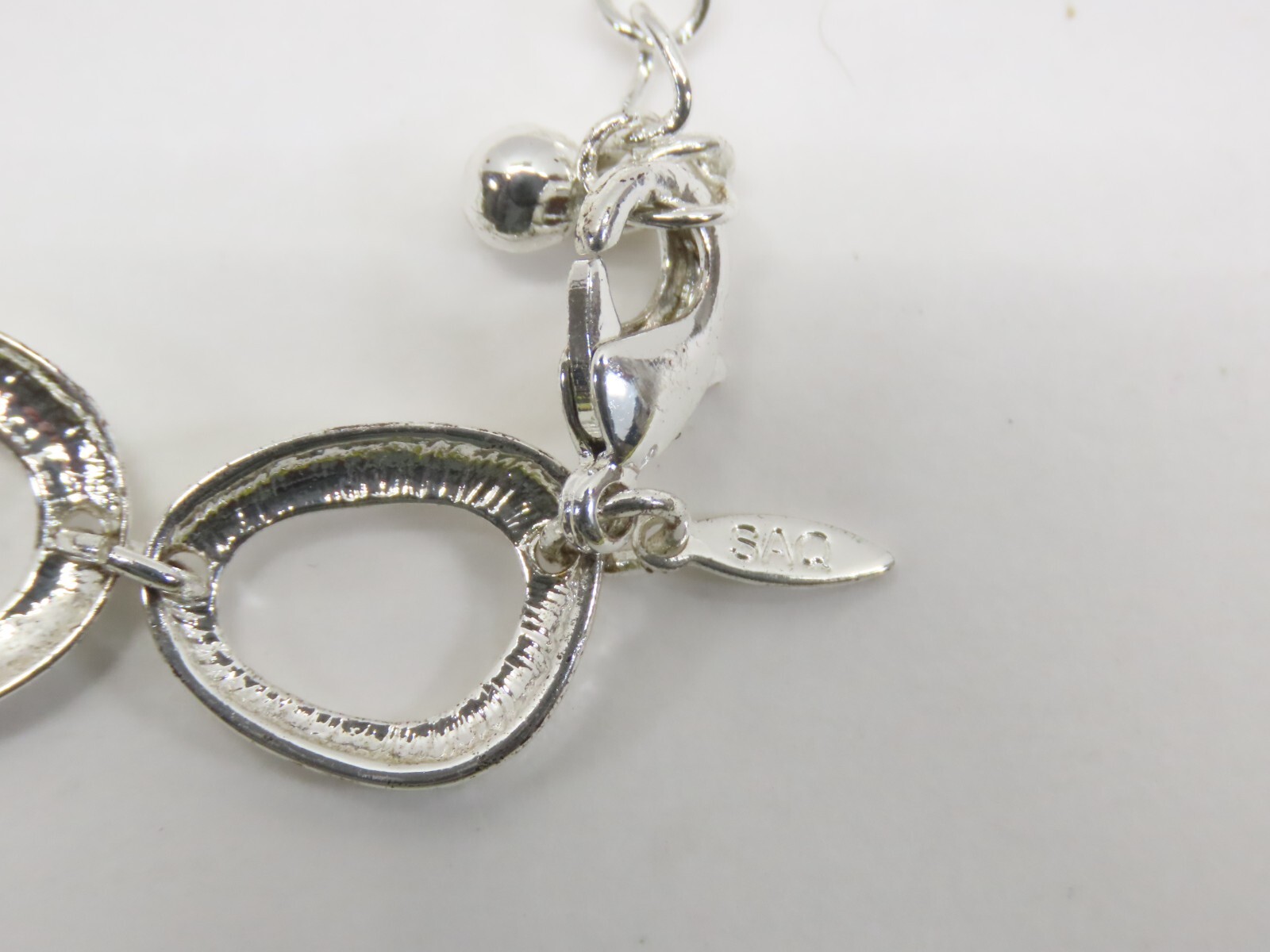 SAQ Jewelry Set Necklace Earrings Bracelet Silver Tone Gorgeous D2611