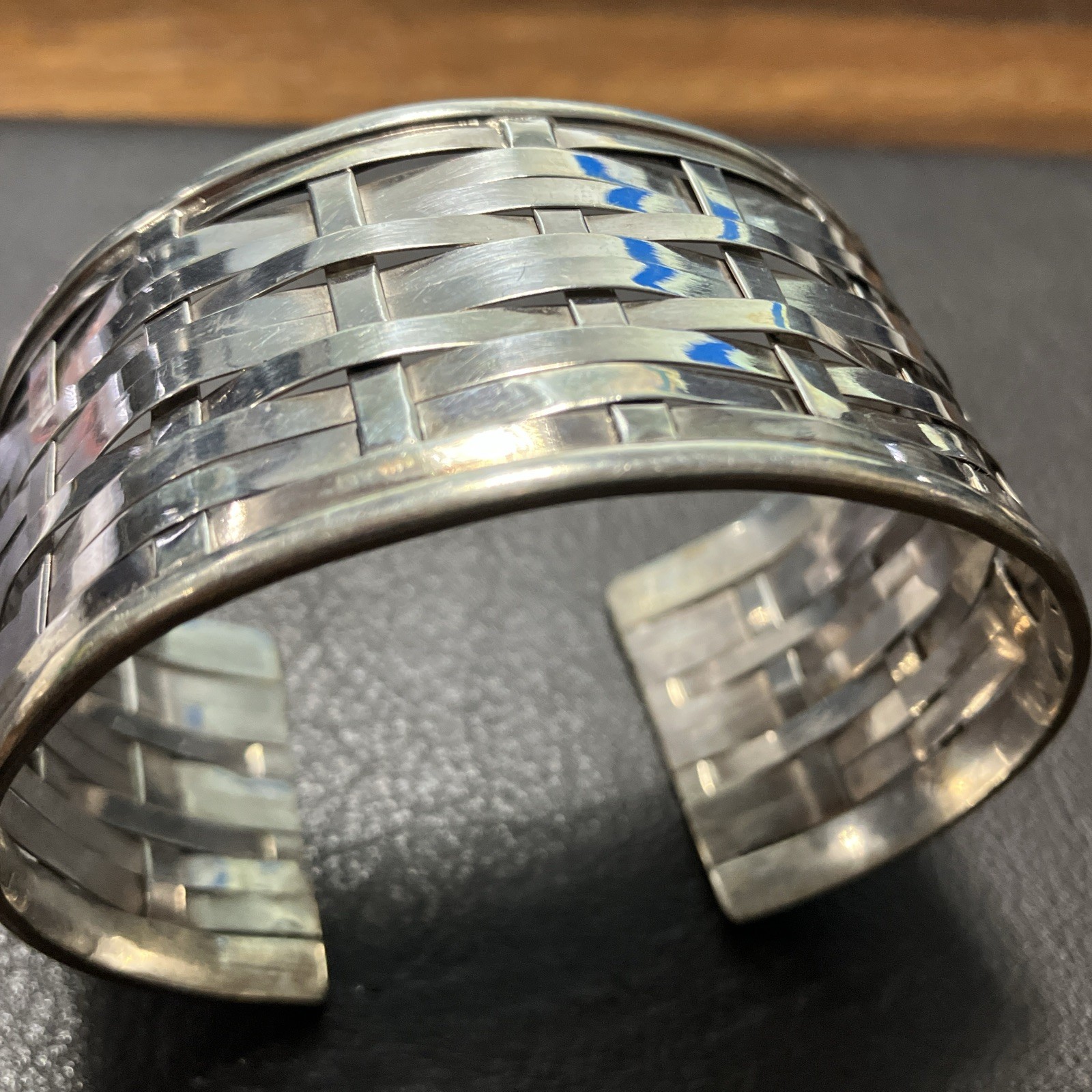 Sterling Silver 925 Cuff Woven 35 Grams Adult Unisex Adjustable