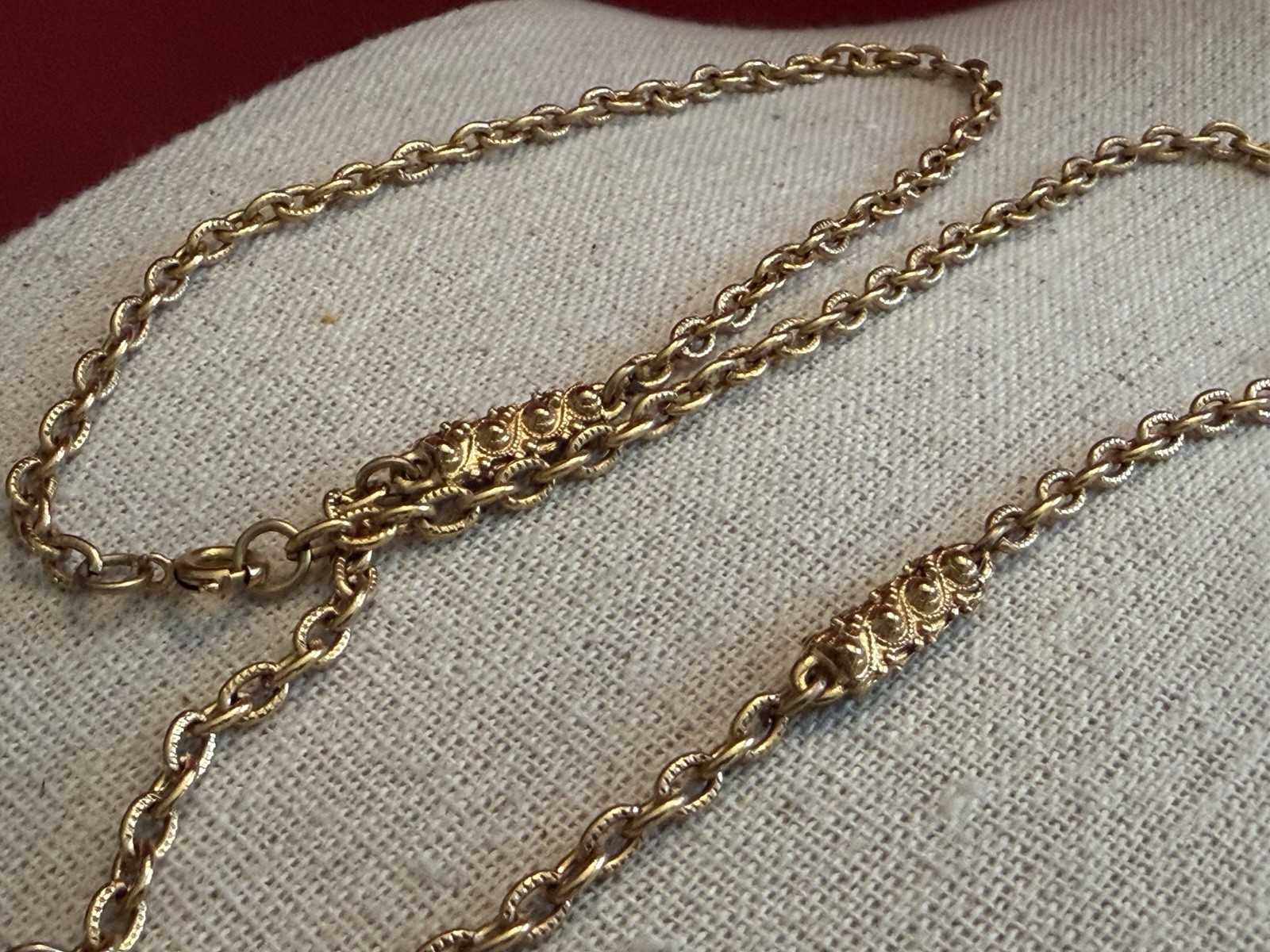 Vtg. Florenza Ornate Gold Tone Multi Color Cabochon Pendant Necklace 24” BinR